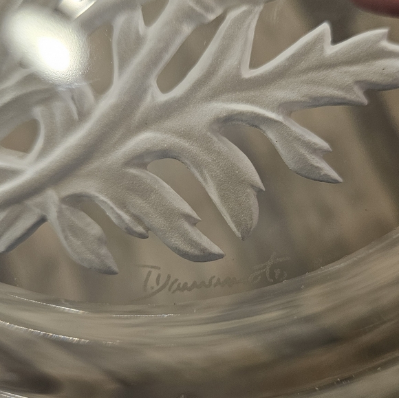 Vinardi Etched Poppy Crystal Art Plate Yamamoto - Picture 8 of 9